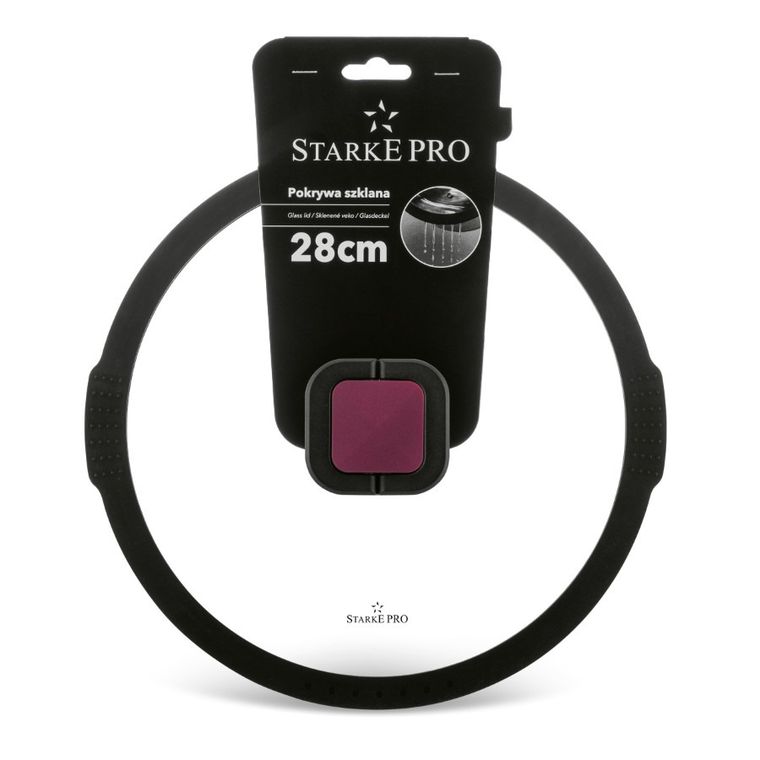 Starke Pro, pokrywa do odcedzania, szklana, czarna, 28 cm