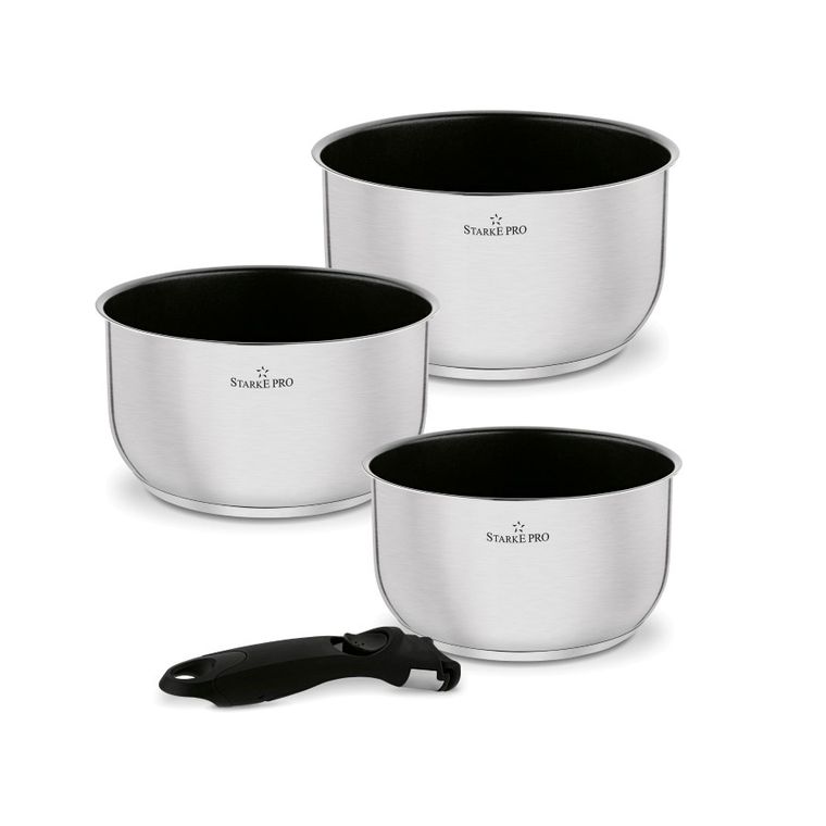 Starke Pro, Susvid, komplet garnków, odpinana rączka, 4 elementy