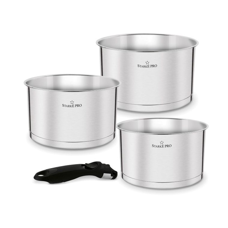 Starke Pro, Susvid, komplet garnków, odpinana rączka, 4 elementy