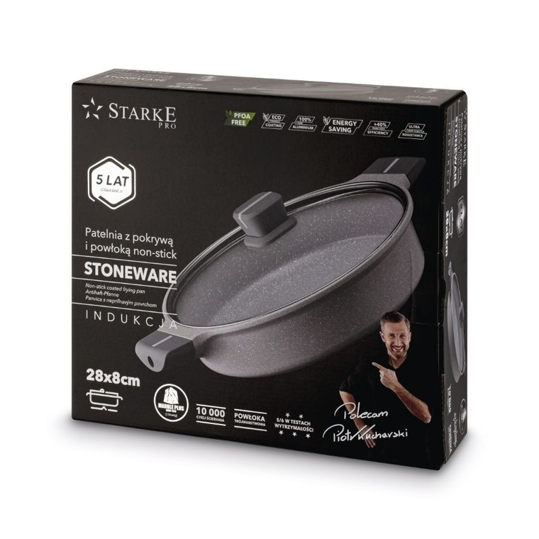 Starke, Stoneware Marble, patelnia, 28-8 cm