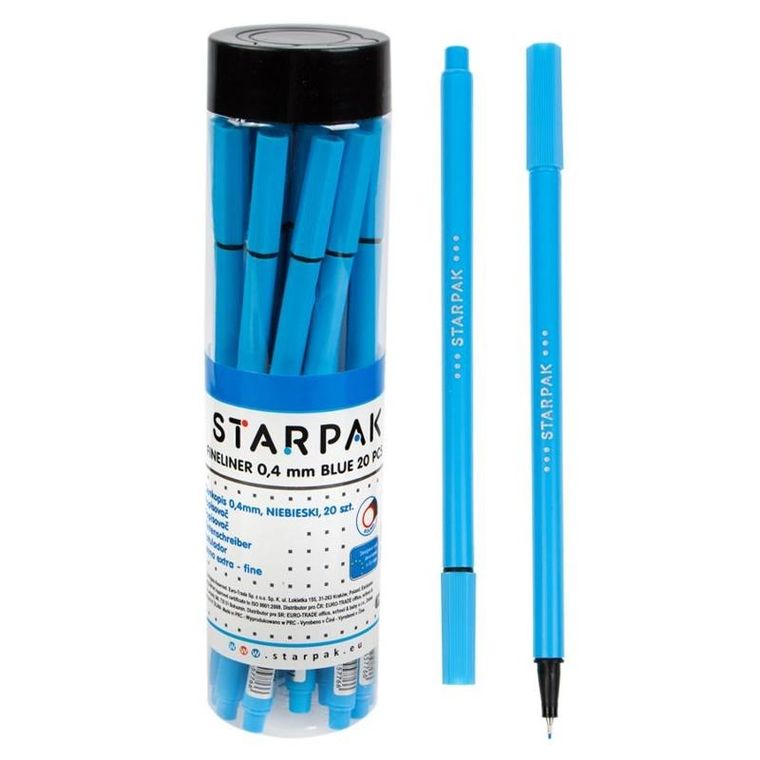 Starpak, cienkopis okrągły 0.4, niebieski w tubie