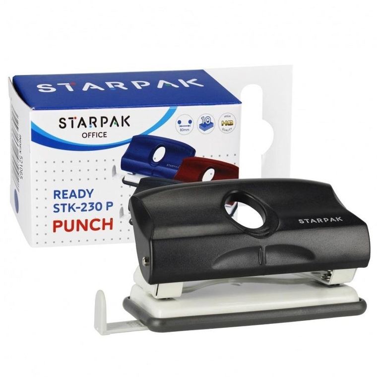 Starpak, dziurkacz, czarny, 10 kartek