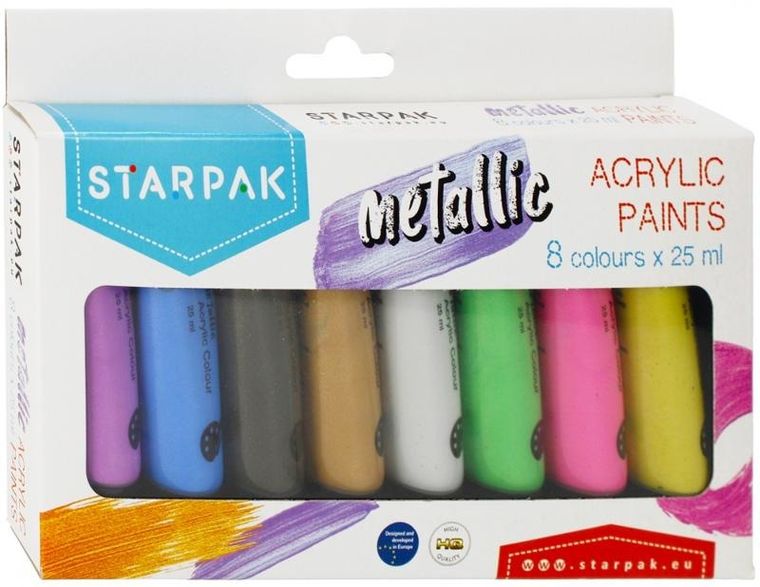 Starpak, farby akrylowe, metaliczne, 8 kolorów, 25 ml