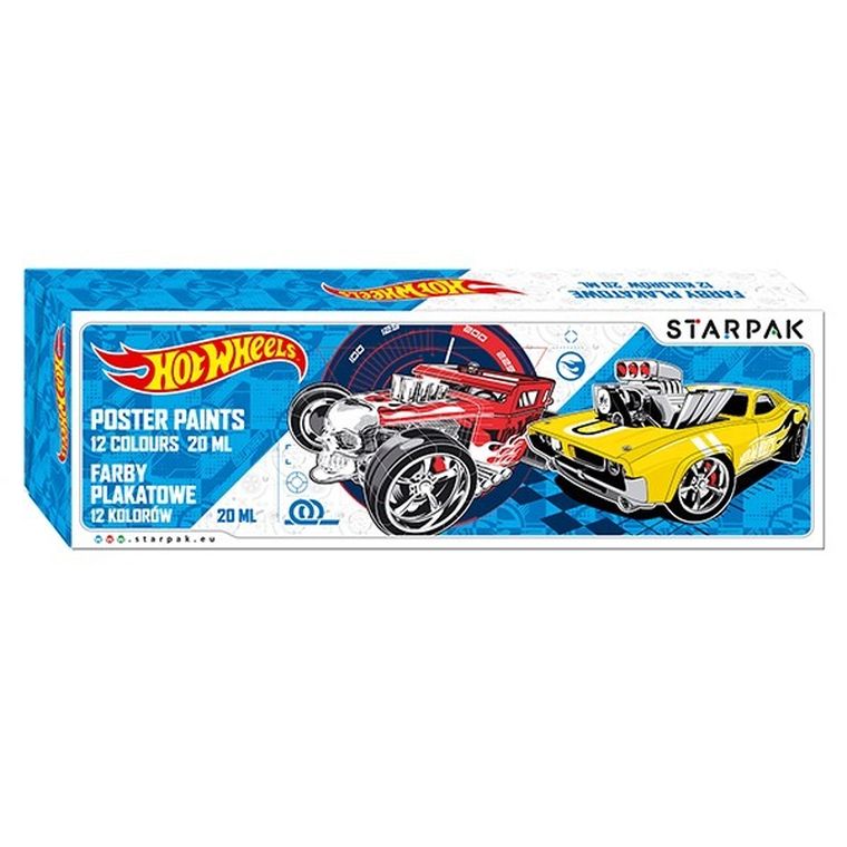 Starpak, Hot Wheels, farby plakatowe, 20 ml, 12 kolorów