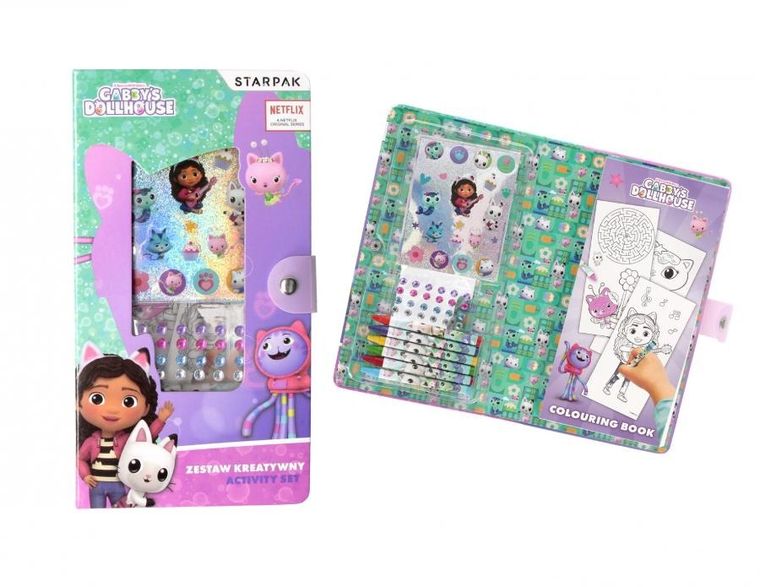 Starpak, Koci Domek Gabi, zestaw kreatywny: kolorowanka, naklejki, kredki, diamenciki