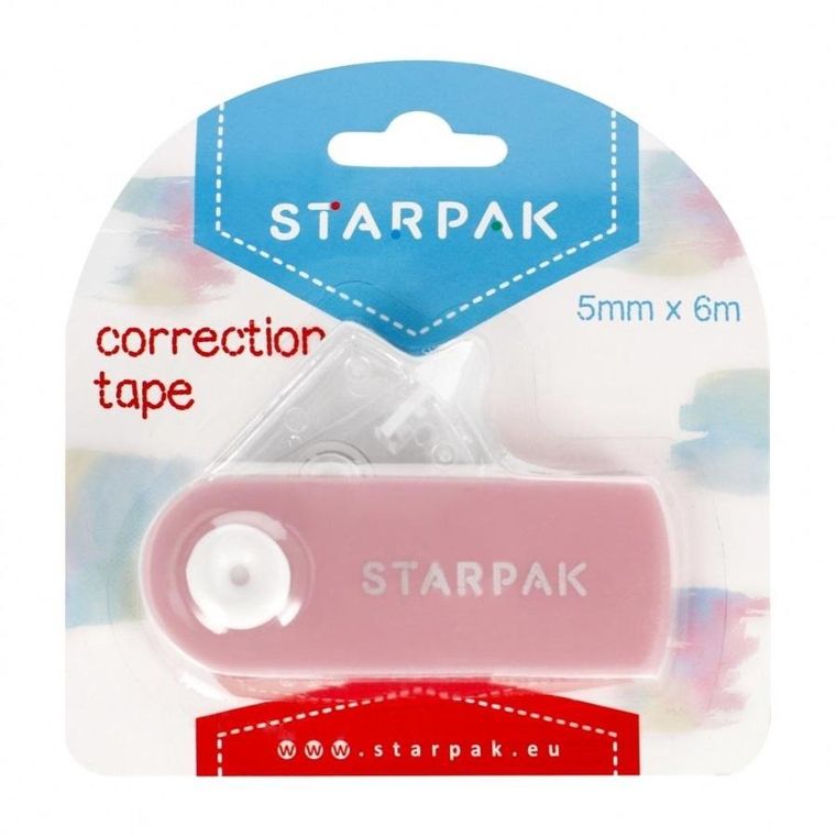 Starpak, korektor w taśmie, 5mmx6m, pastelowy różowy