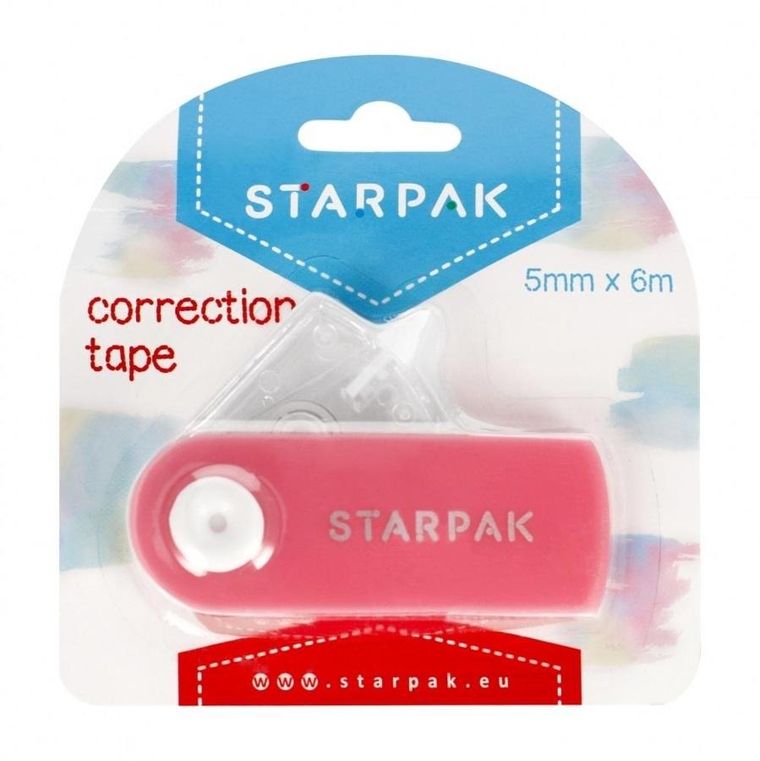 Starpak, korektor w taśmie, 5mmx6m, różowy