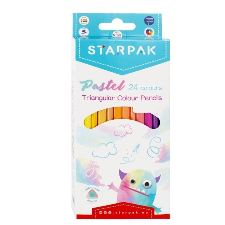 Starpak, kredki pastelowe, ołówkowe, trójkątne, 24 kolory