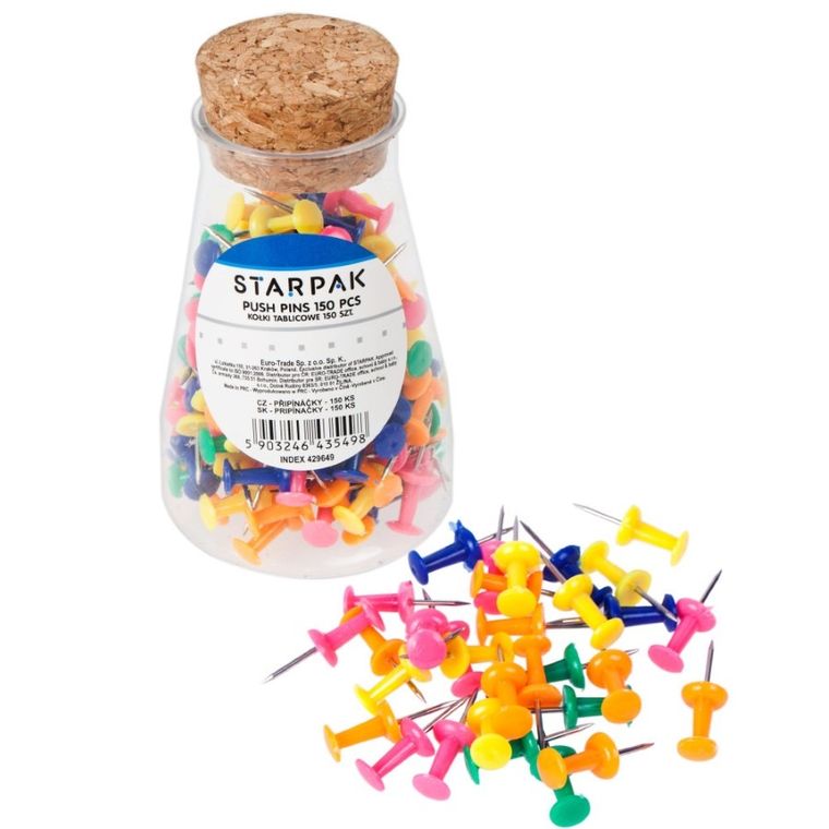 Starpak Office, kołki tablicowe, kolorowe, 150 szt.