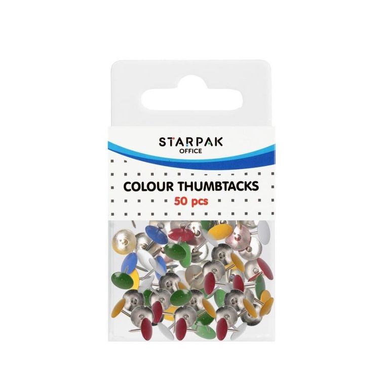 Starpak, pinezki metalowe, kolorowe, 50 szt.