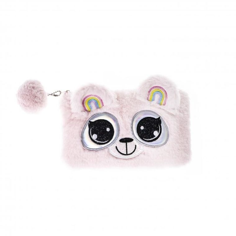 Starpak, piórnik saszetka, pluszowy, big eyes pink