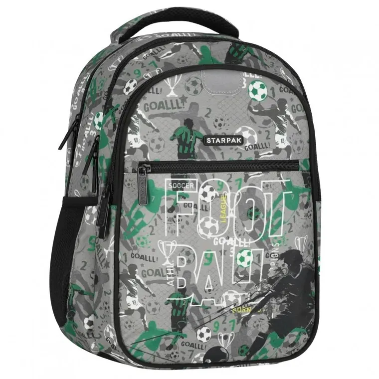Starpak, plecak szkolny, 2-komorowy, Football Grey Green
