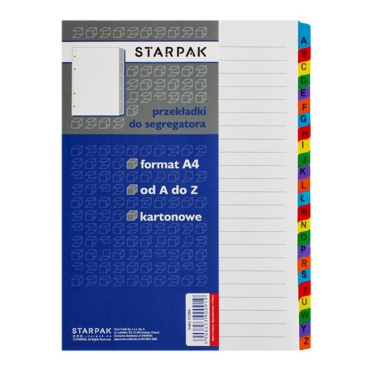 Starpak, przekładki A4 kartonowe, alfabetyczne