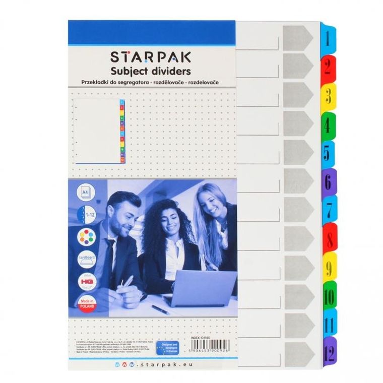 Starpak, przekładki do segregatora A4, z numerami