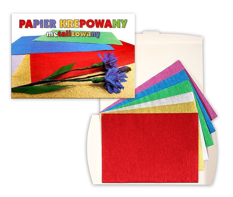 Starpak School, papier krepowany, metalizowany, teczka, C5, 6 kolorów