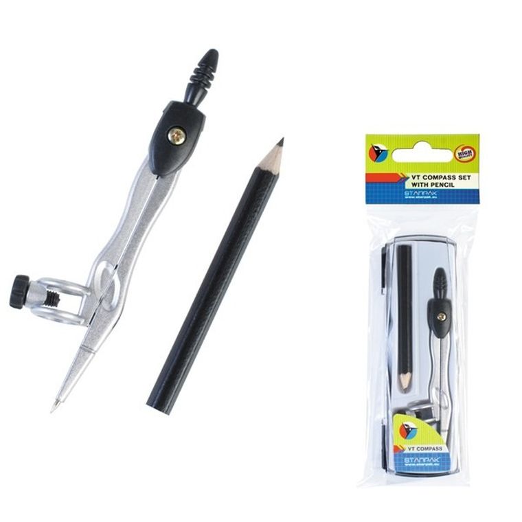 Starpak School, zestaw cyrkiel metalowy i ołówek