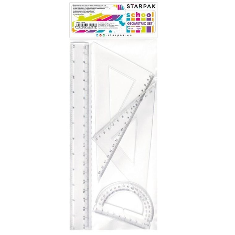 Starpak School, zestaw geometryczny, 4 elementy, 15 cm