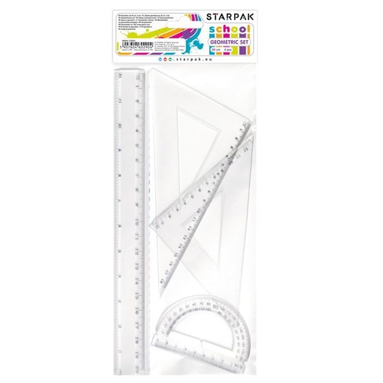 Starpak School, zestaw geometryczny, 4 elementy, 20 cm