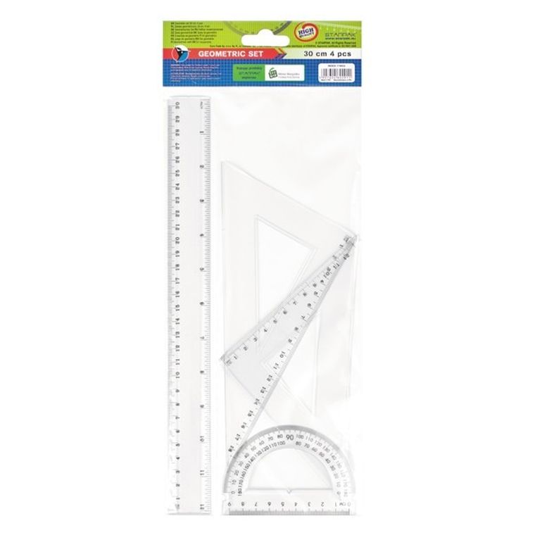 Starpak School, zestaw geometryczny, 4 elementy, 30 cm