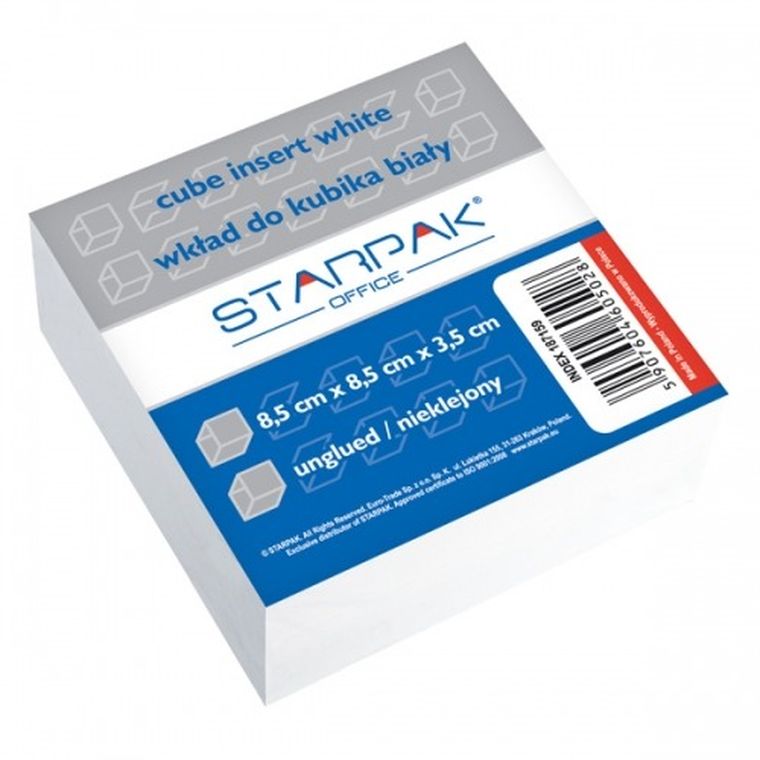 Starpak, wkład do kubika, nieklejony, biały, 85-85mm