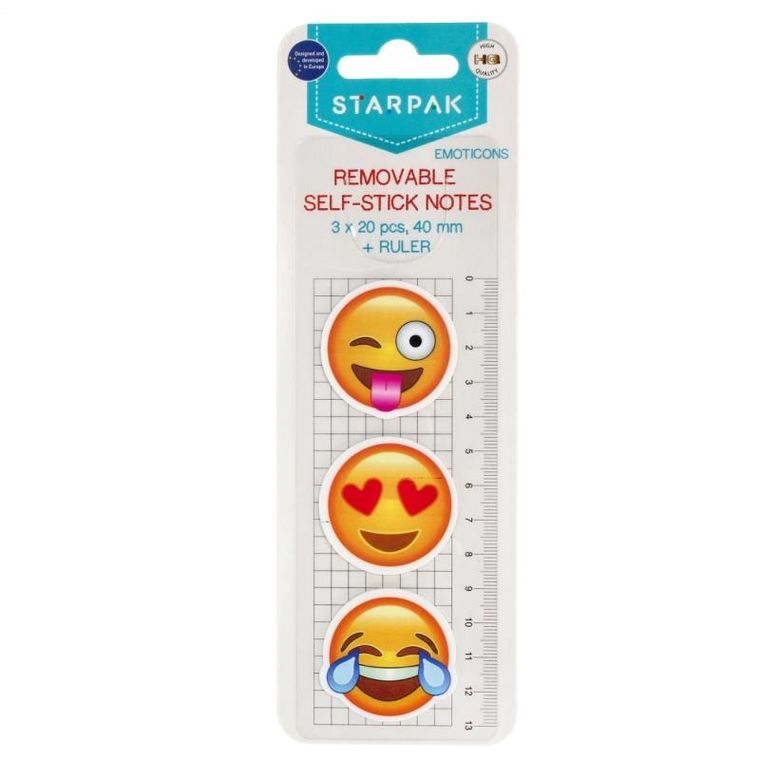 Starpak, zakładka indeksująca z linijką, Emoticon, 40 mm, 3-20 kartek