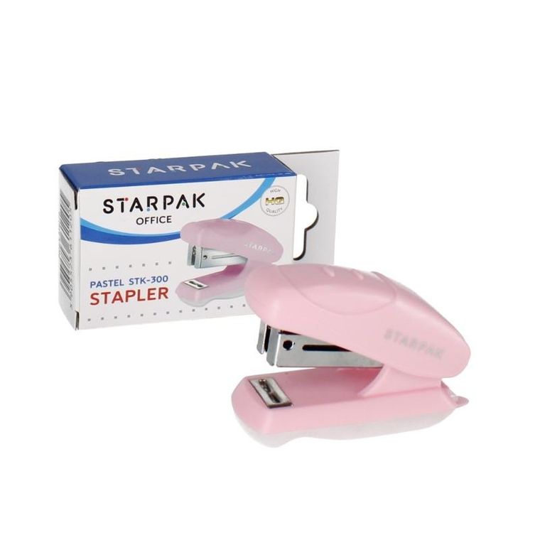 Starpak, zszywacz mini, 24/6 26/6, 20 kartek, pastelowy różowy