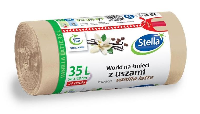Stella, worki na śmieci z uszami, vanilla latte, 35 l, 24 szt.