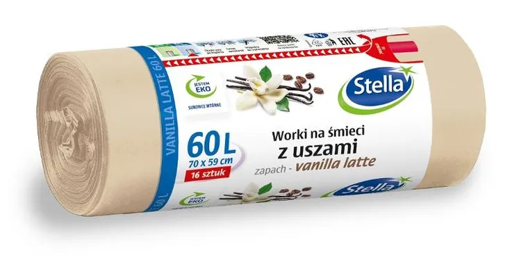Stella, worki na śmieci z uszami, vanilla latte, 60l, 1 op 16szt