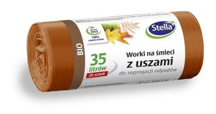 Stella, worki z uszami do segregacji odpadów, bio, 35l, brązowe, 20 szt.