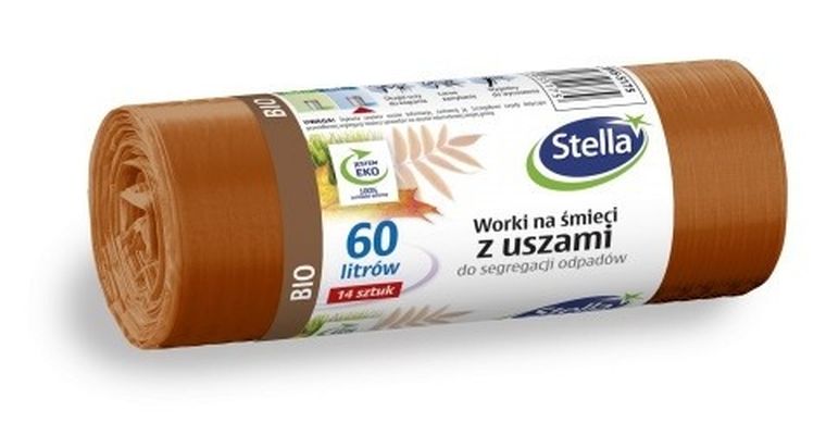 Stella, worki z uszami do segregacji odpadów, bio, 60l, brązowe, 14 szt.