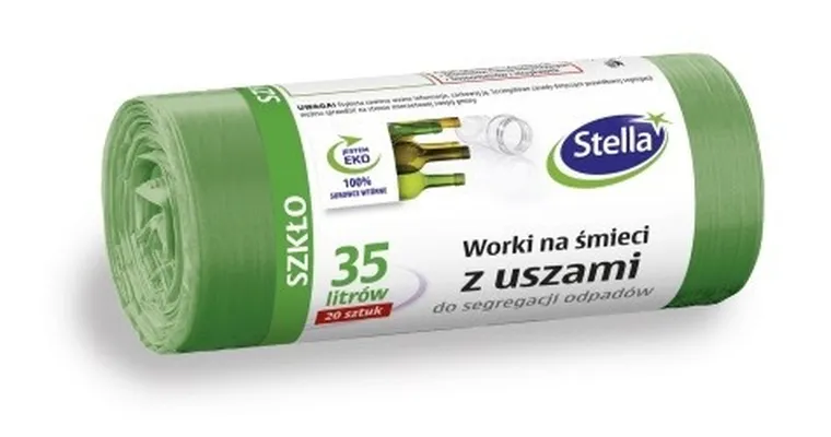 Stella, worki z uszami do segregacji odpadów, szkło, 35l, zielone, 20 szt.