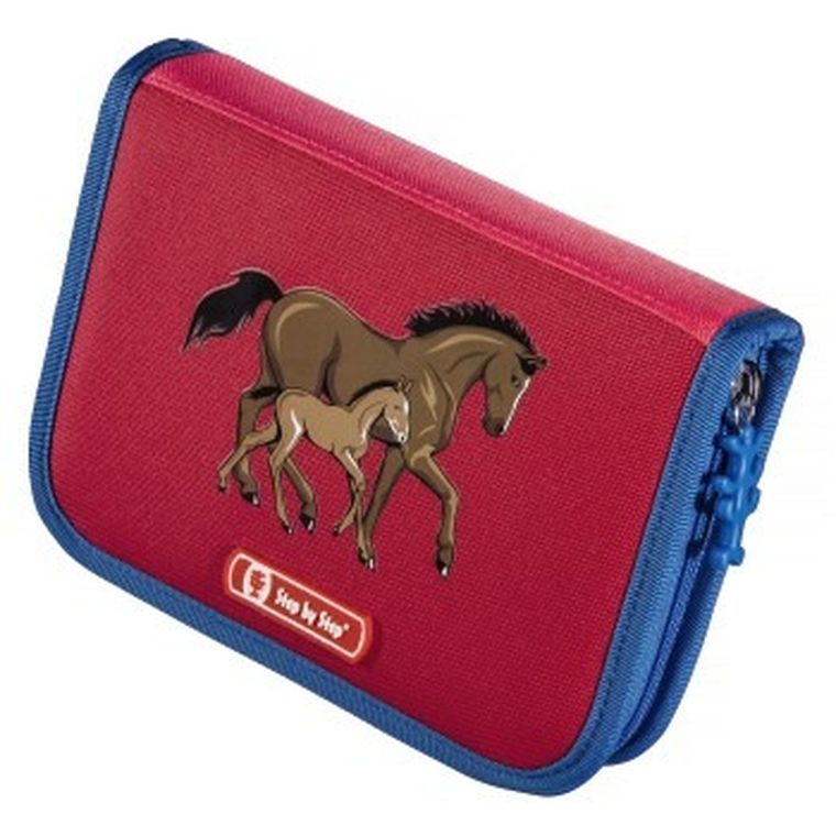 Step by Step, piórnik pojedynczy, rozkładany, z wyposażeniem, Horse Family