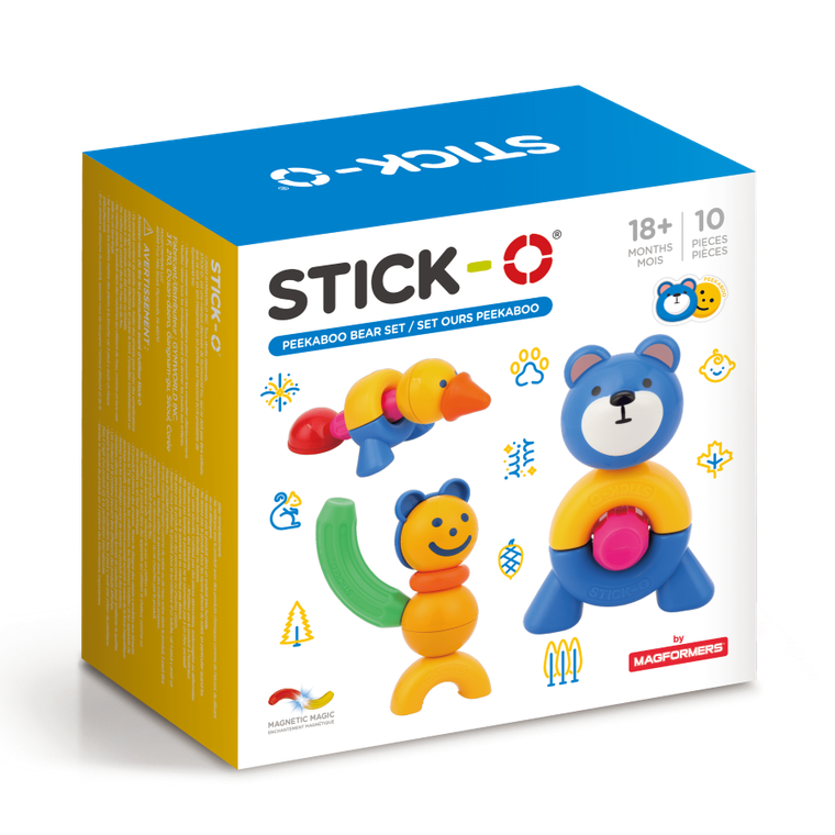 Stick-O, niedźwiedź, klocki magnetyczne, 10 elementów