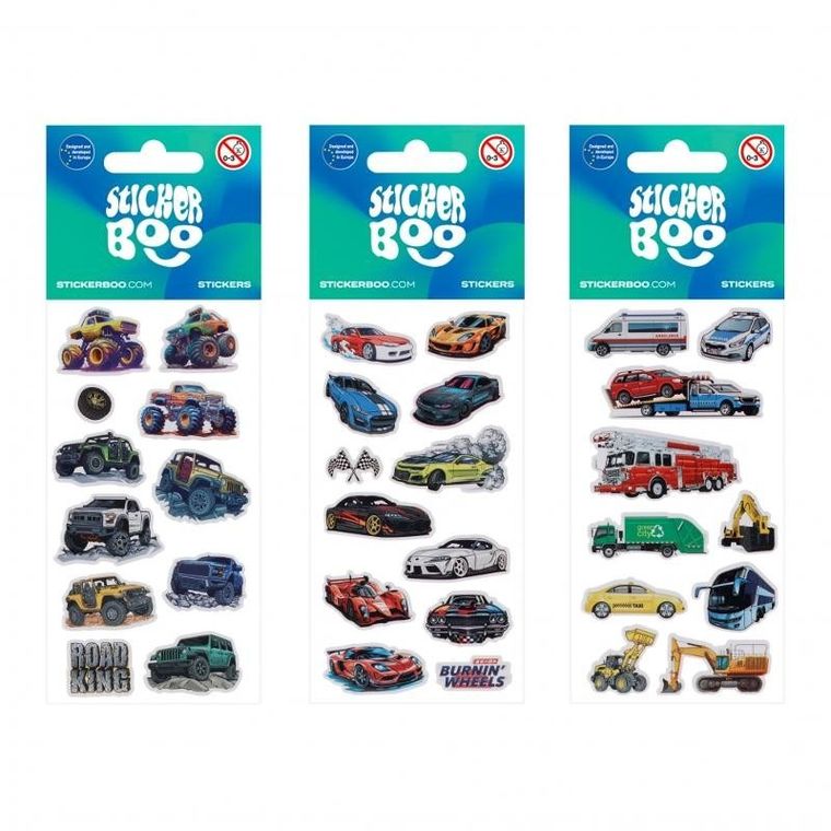 Sticker Boo, naklejki, auta, 6-18 cm