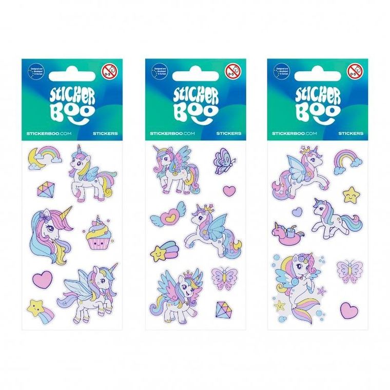 Sticker Boo, naklejki, unicorn, 6-13 cm