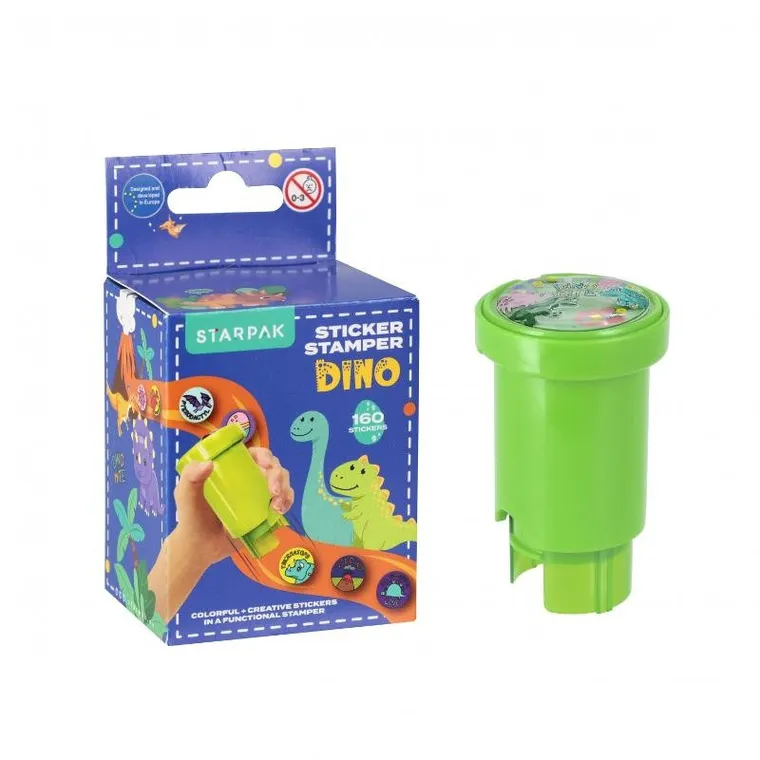 Sticker Boo, stempel z naklejkami, dino