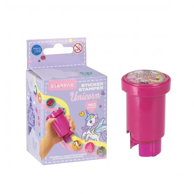 Sticker Boo, stempel z naklejkami, unicorn