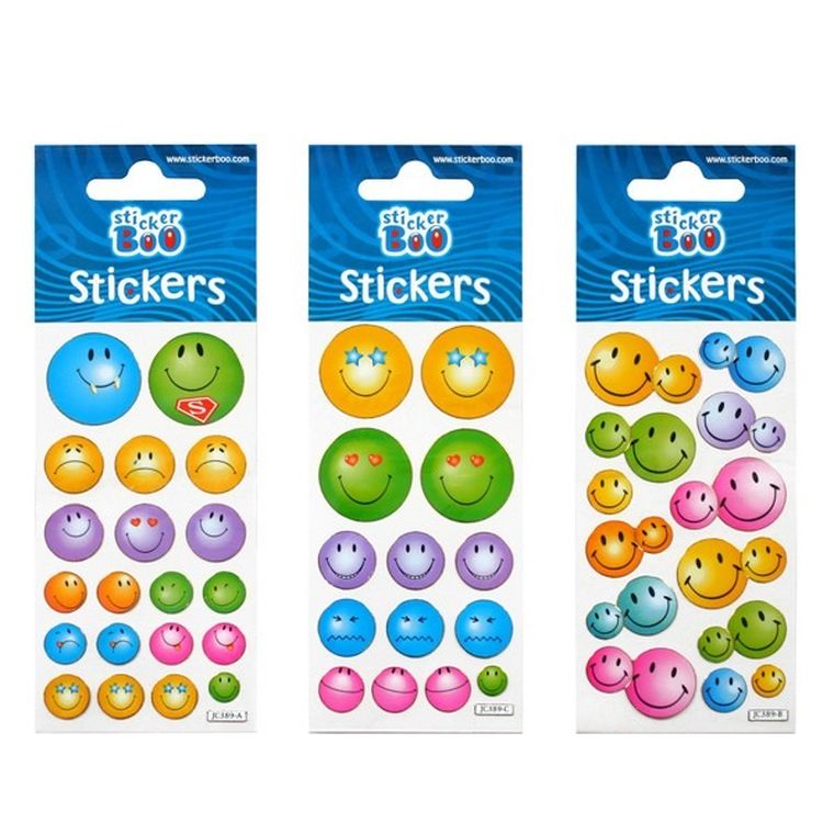 StickerBoo, zestaw naklejek, Silver, 66-180 mm, emotikony II