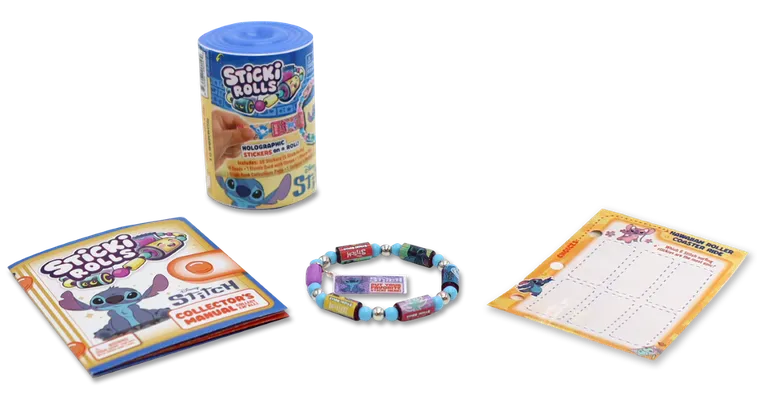 Sticki Rolls, Bransoletki z rolkami, kapsuła z naklejkami kolekcjonerskimi, 50 elementów