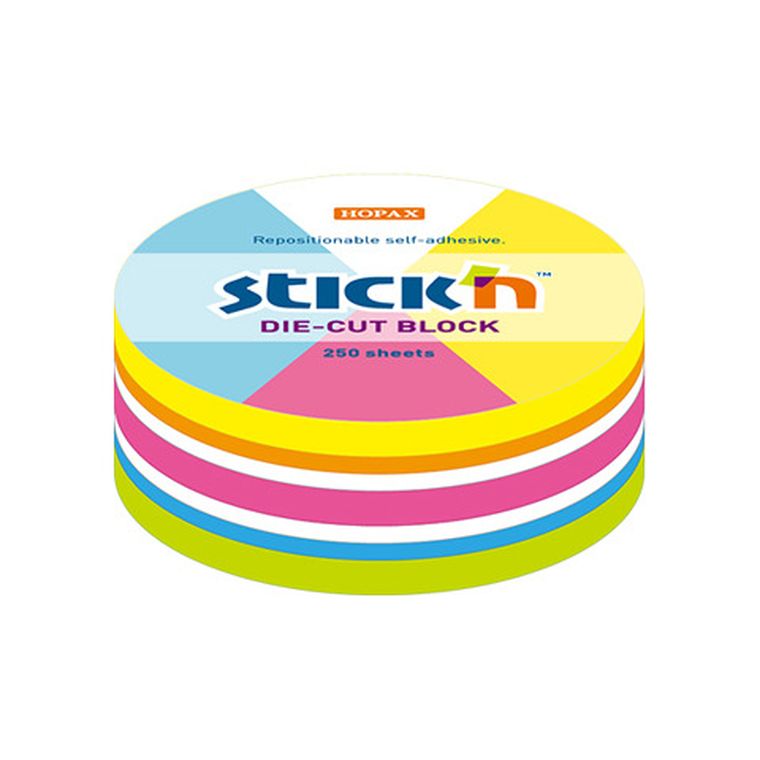 Stick’n, notes samoprzylepny, koło, 250 kartek, 67-67 mm