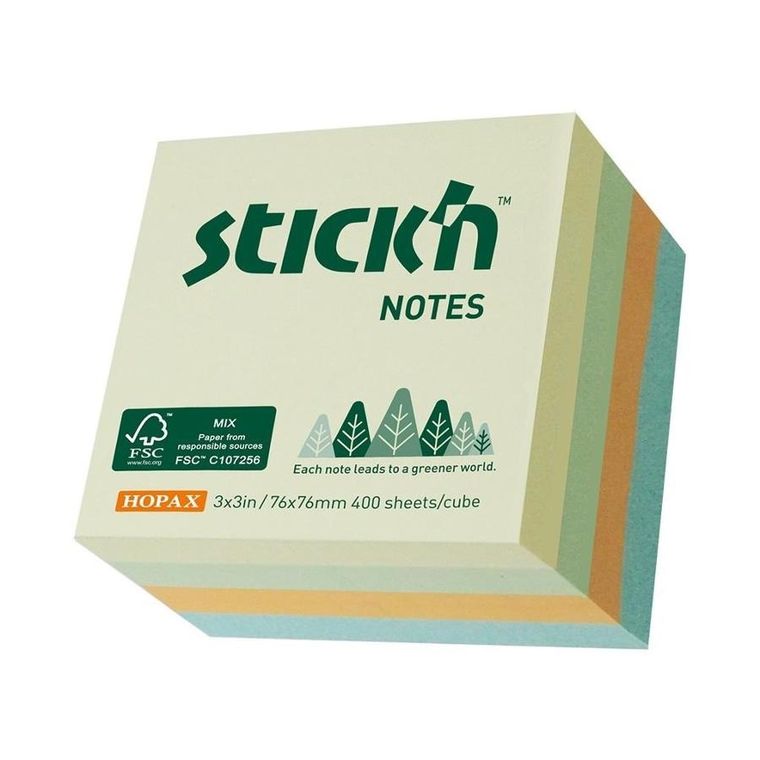Stick’n, notes samoprzylepny, pastel, 400 kartek, 76-76 mm