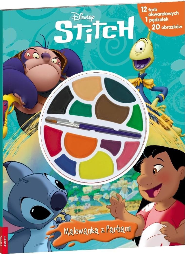 Stitch. Malowanka z farbami