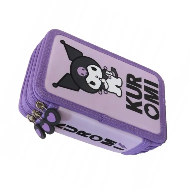 St.Majewski, Kuromi, piórnik rozkładany, potrójny, z wyposażeniem, Violet