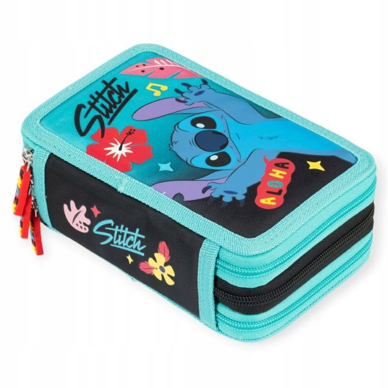 St.Majewski, Lilo i Stitch, piórnik rozkładany, potrójny, z wyposażeniem, Mint Aloha