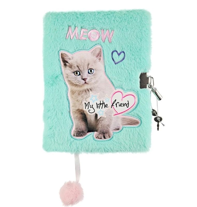 St.Majewski, My Little Friend, pamiętnik 3D z kłódką, A5, włochacz, 96 kartek, Fluffy Kitty
