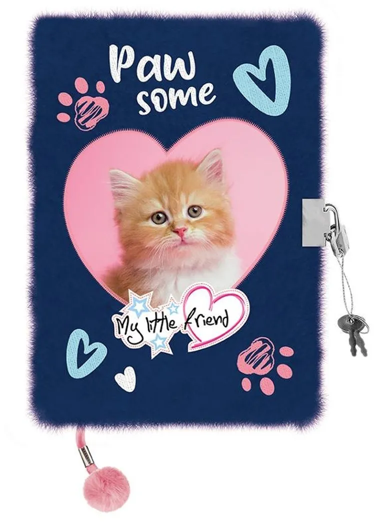 St.Majewski, My Little Friend, pamiętnik 3D z kłódką, A5, włochacz, 96 kartek, Ginger Kitty