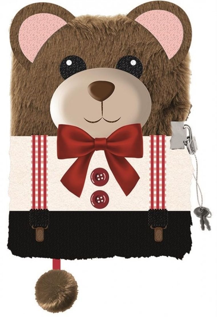 St.Majewski, pamiętnik 3D z kłódką, A5, włochacz, 96 kartek, Teddy Bear