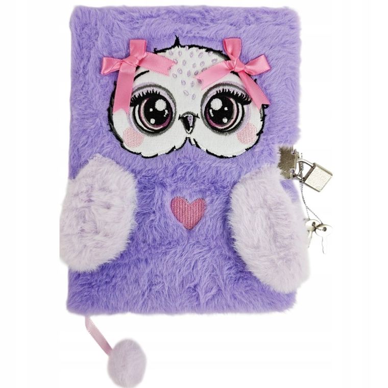 St.Majewski, pamiętnik 3D z kłódką, A5, włochacz, 96 kartek, Violet Owl