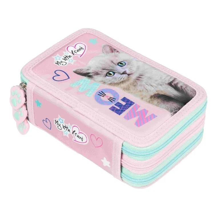 St.Majewski, piórnik rozkładany, potrójny, z wyposażeniem, Fluffy Kitty