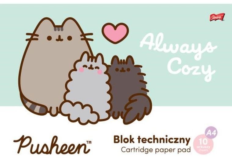 St.Majewski, Pusheen, blok techniczny A4, biały, 10 kartek